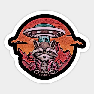 Alien Ufo Astronaut Raccoon Sticker